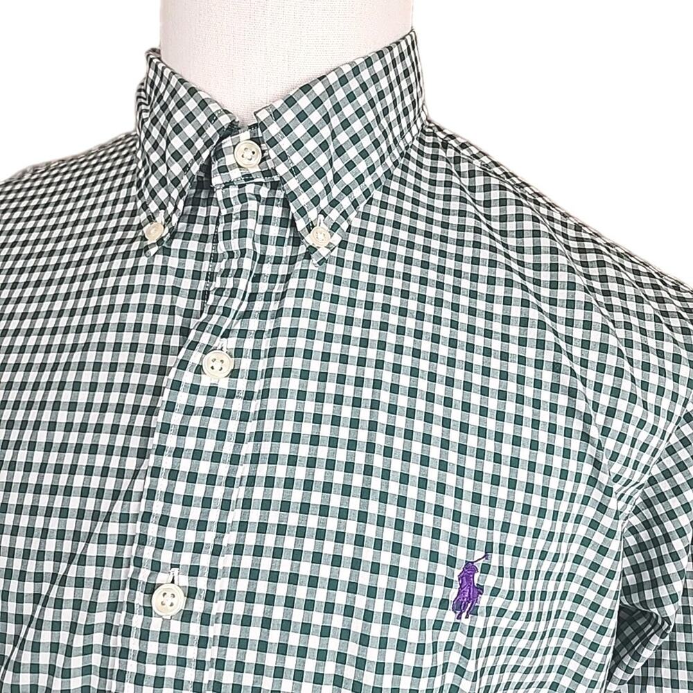 Polo Ralph Lauren Checked Long Sleeve Button Down Shirt Men Large Green White